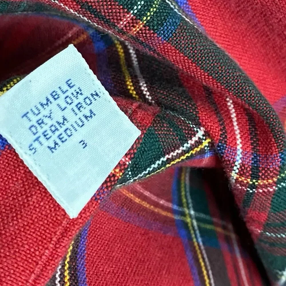 Vtg Polo Ralph Lauren Big Shirt Mens L Red Button Down Plaid Pony Preppy LS 90s